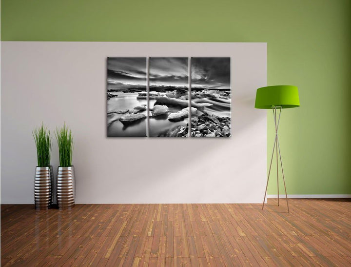 Pixxprint Extreme Eislandschaft als Leinwandbild/Grösse: 3 Teilig (120x80) cm/Wandbild/Kunstdruck/fe