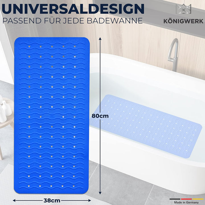 Königwerk Badewannenmatte rutschfest - 100% BPA frei [80x38cm] | Ohne PVC | Für puren Badespass | Ba