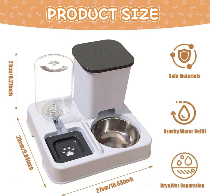 2-in-1 Automatischer Futter und Wasserspender für Haustiere, Abnehmbarer Futterstation, Katzenfutter