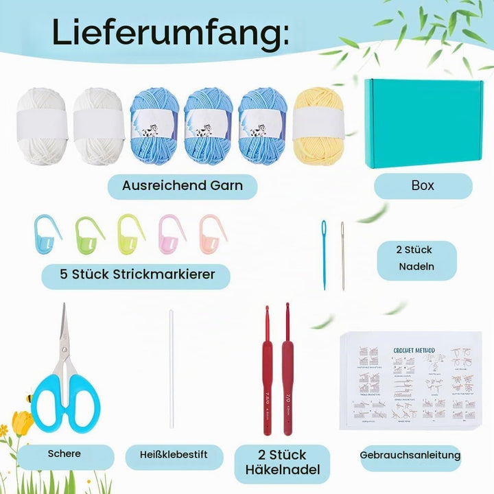 ORIGACH Gänseblümchen Häkelset Für Anfänger, DIY Oma-Quadrat-Tasche Starter Häkelset Für Erwachsene