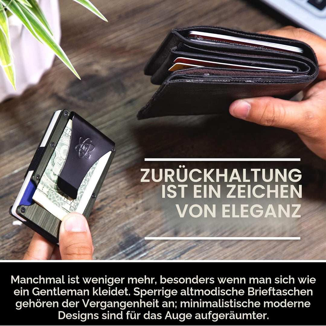 ROSSM Geldbörse Herren mit RFID-Schutz - Kartenetui Herren aus Kohlefaser und Metall mit Geldklammer