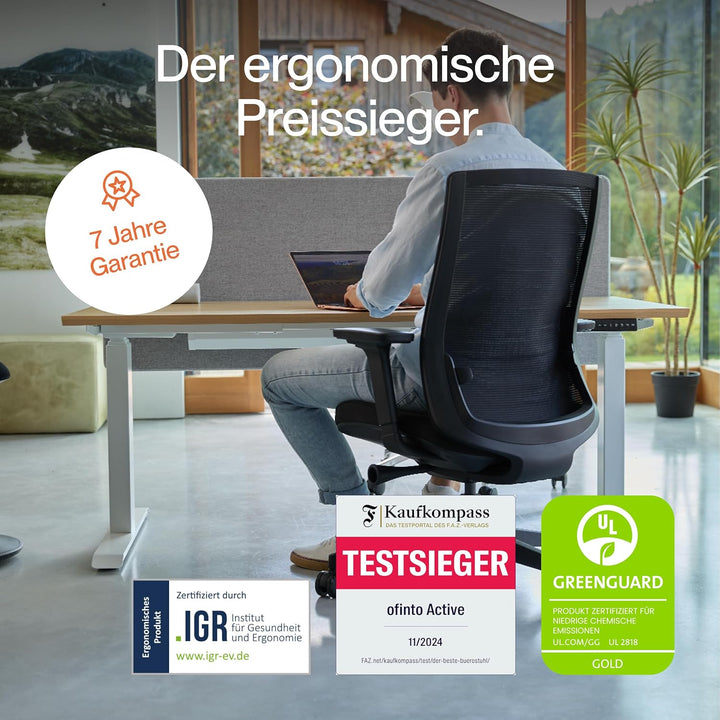 Ergo Bürostuhl Ergonomisch mit Armlehnen Schwarz | | Schreibtischstuhl mit Synchronmechanik, Lordose