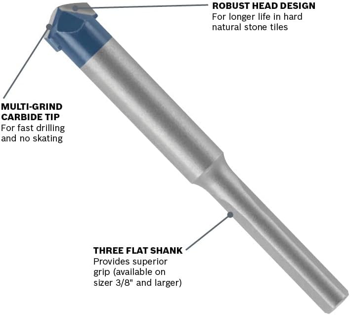 Bosch NS600 1/2 Naturstein-Fliesen-Bit 1/2" Bit 1er-Pack, 1/2 in Industriell