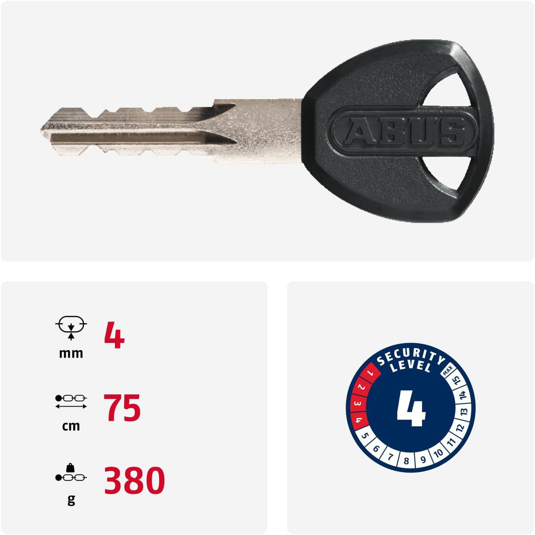 ABUS Kettenschloss Steel-O-Chain 4804K – Fahrradschloss aus Spezialstahl – ABUS-Sicherheitslevel 4 G