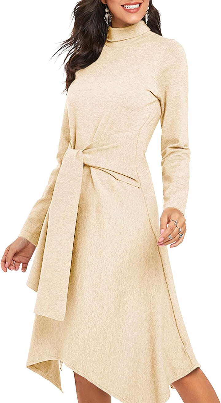 Damen Strickkleid Winter Kleid Herbst Damen Winterkleider Herbstkleid Midikleid Pulloverkleid Mit Ro
