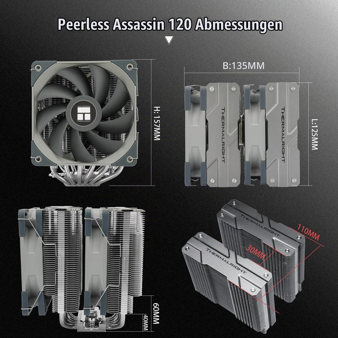 Thermalright Peerless Assassin 120 CPU-Luftkühler, PA120, 6 Heatpipes -Kühler, zwei 120mm TL-C12-PWM