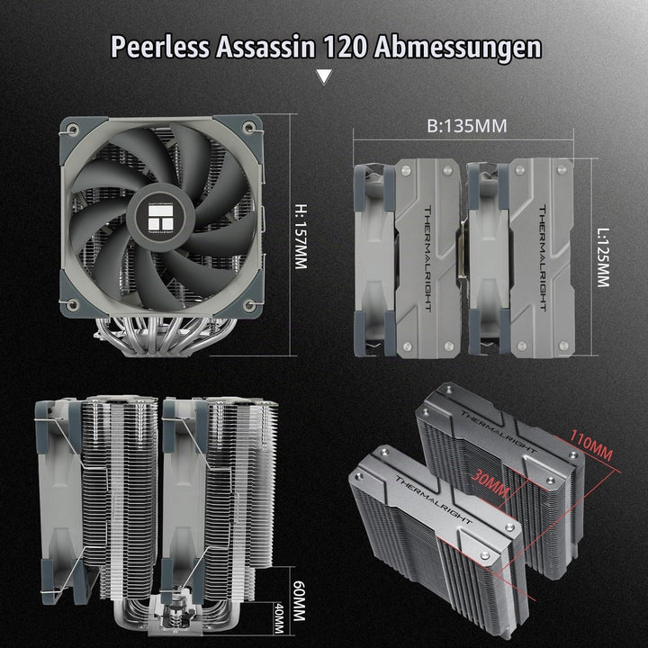 Thermalright Peerless Assassin 120 CPU-Luftkühler, PA120, 6 Heatpipes -Kühler, zwei 120mm TL-C12-PWM