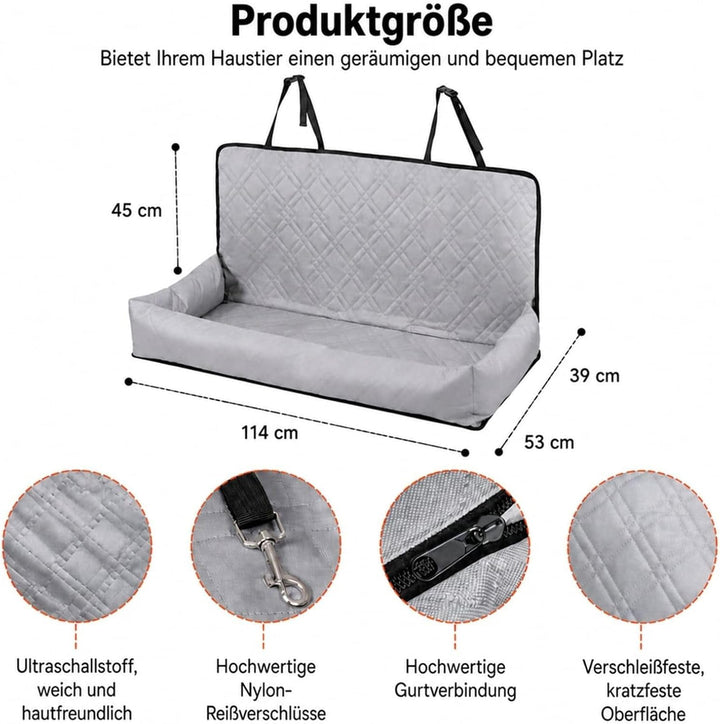 Autositz für Hunde, Rücksitz, grau