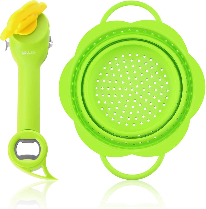 Kochblume Dosenöffner Set L | Dosenöffner, Faltsieb S | in der bunten Box (Limette)
