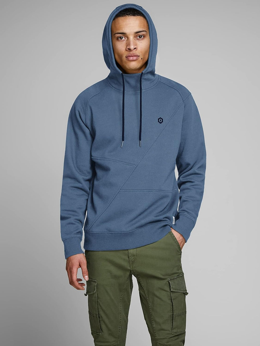 JACK &amp; JONES Male Sweatshirt Detaillierter S China Blue, Detail Navy Blazer, S China Blue, Detail Na