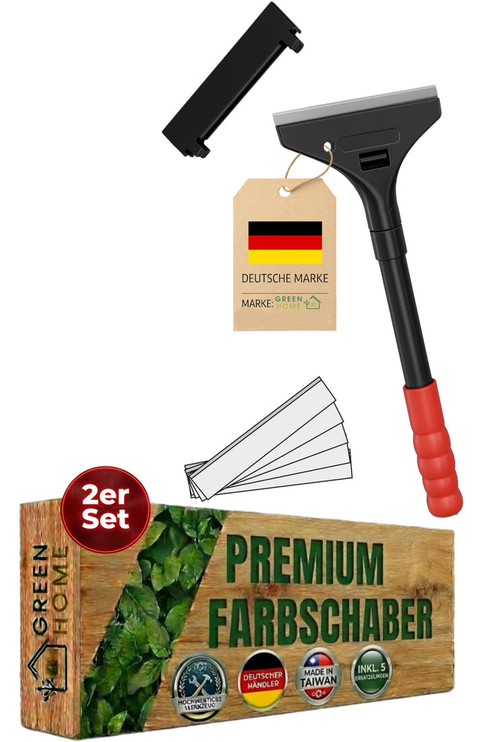 Green Home - Farbschaber PREMIUM 30 cm Tapetenschaber [Schnellwechselvorrichtung] - 100 mm inkl. 5 E
