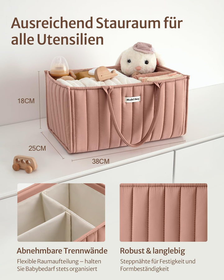 Blissful Diary Wickeltisch-Organizer, Wickelkorb für die Wickelstation, Stilvoller Wickelorganizer f