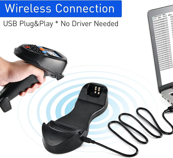 JRHC Kabelloser Barcode scanner Tragbarer Barcodeleser 1D 2D PDF Inventarscanner Datensammler Handhe