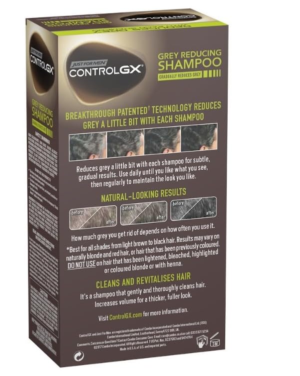 Just For Men Control GX Grey Reducing Shampoo für graues Haar, mit Kokosöl & Aloe Vera, neue verbess