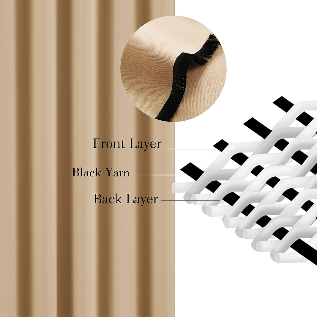 Hiasan Verdunklungsvorhänge Gardinen mit Ösen,Beige Blickdicht Vorhänge,2 Stück,117 x 228 cm (Breite