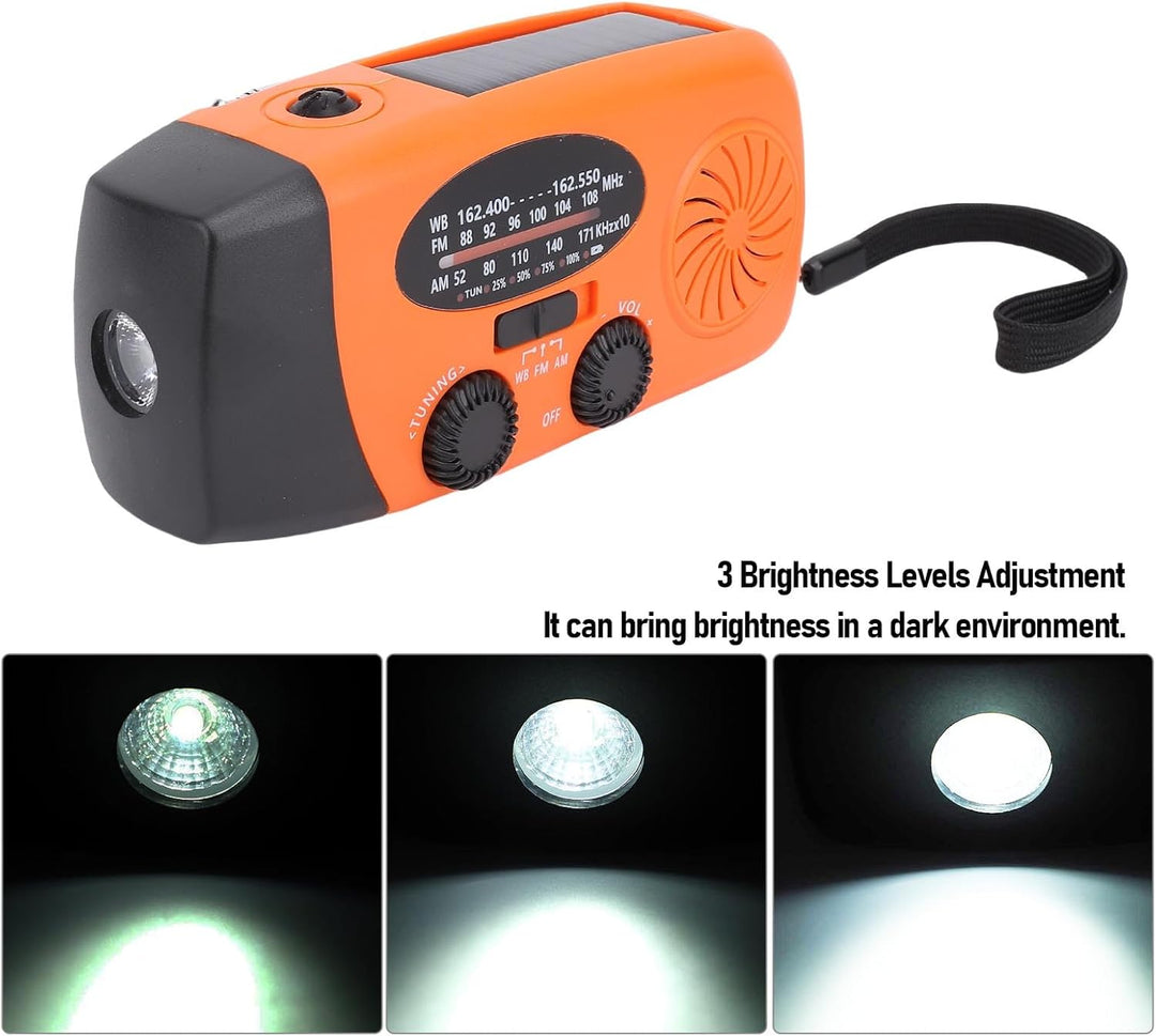 Notfallradio, Solarhand Crank Radio, NOAA AM FM Wetter, mit Mobiltelefonladegerät, LED Taschenlampe,
