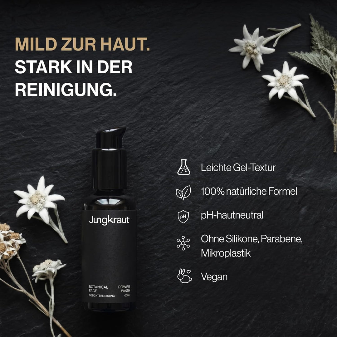JUNGKRAUT Botanical Power Face Wash 1x100ml Männer Gesichtsreinigung | Natürliches Männer Waschgel g