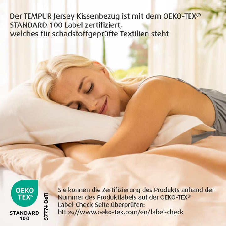 TEMPUR Jersey-Kissenbezug mit Reissverschluss für Comfort Schlafkissen, Beige, Beige