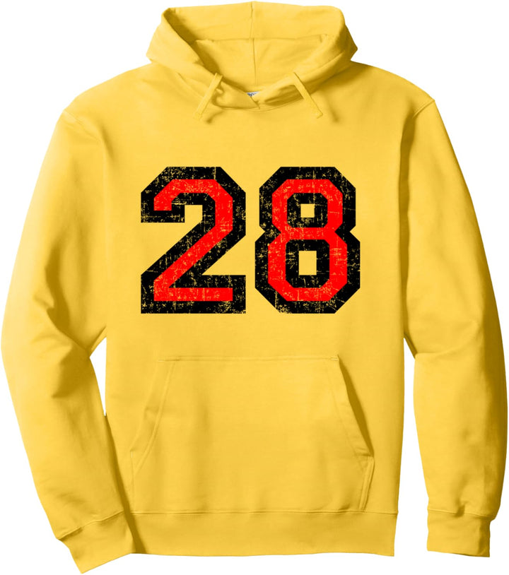 Nummer 28 (Vintage Schwarz/Rot) Pullover Hoodie