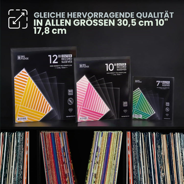 BIG FUDGE Packungen mit 20 externen 10-Zoll-LP-Vinyl, langlebig und knitterfrei, transparentes und h
