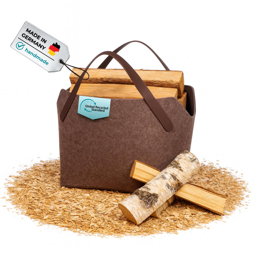 kontor28® - Kaminholzkorb aus Premium Filz 100% MADE IN GERMANY | Brennholzkorb Füllvolumen 65 L mit