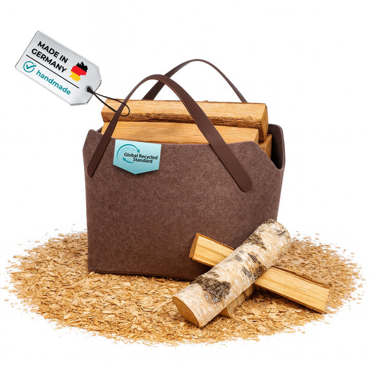 kontor28® - Kaminholzkorb aus Premium Filz 100% MADE IN GERMANY | Brennholzkorb Füllvolumen 65 L mit