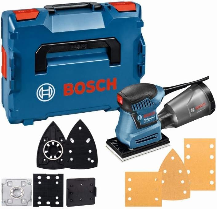 Bosch Professional Schwingschleifer GSS 160-1 A Multi (1,6 mm Schwingkreis-Ø, in L-BOXX) + 10x Exper