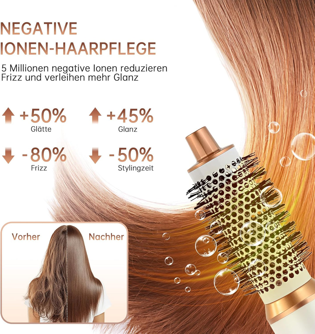 Air styler 5 in 1 Hair Styler 1000W Warmluftbürste Set Haarstyler Rundbürstenföhn, Lockenstab Automa