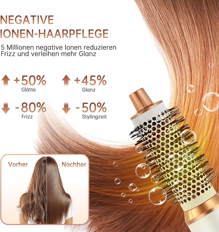 Air styler 5 in 1 Hair Styler 1000W Warmluftbürste Set Haarstyler Rundbürstenföhn, Lockenstab Automa