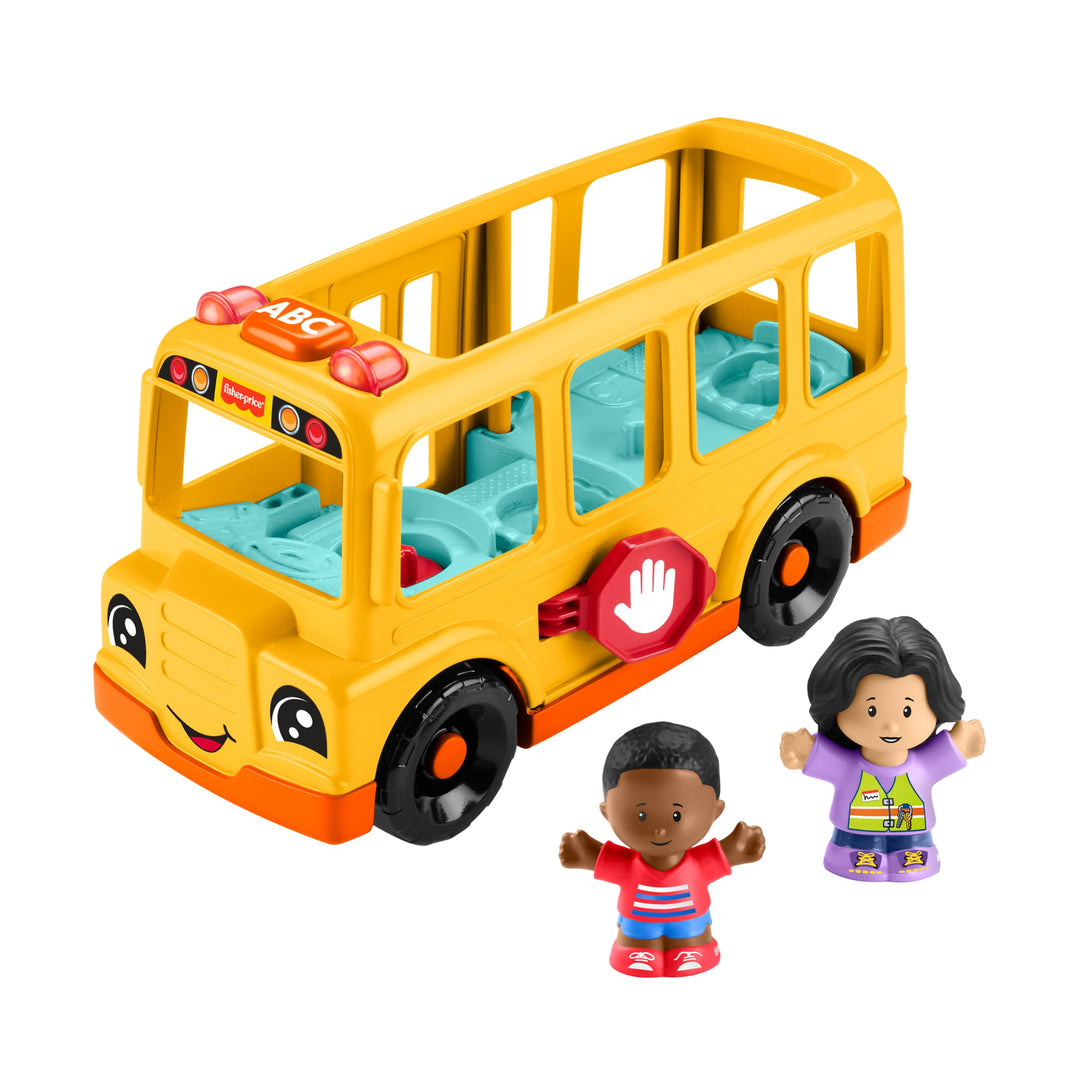 Fisher-Price Little People Spielzeug-Schulbus zum Schieben für Kleinkinder, mit Musik und 2 Figuren