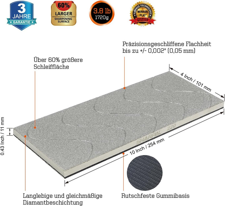 SHARPAL 145H 25,4 x 10,2 cm Diamant-Läppplatte, Schleifsteine Abflacher, extra grobe Körnung 220 für