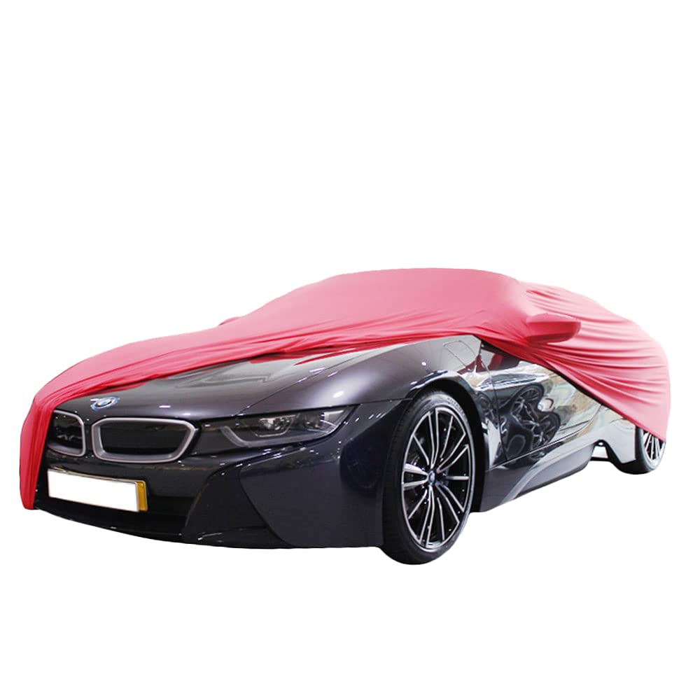 Indoor Autoabdeckung kompatibel mit BMW i8 mit Spiegeltaschen SUPER Soft Stretch