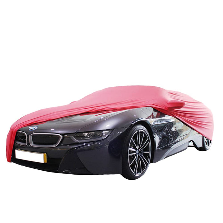 Indoor Autoabdeckung kompatibel mit BMW i8 mit Spiegeltaschen SUPER Soft Stretch