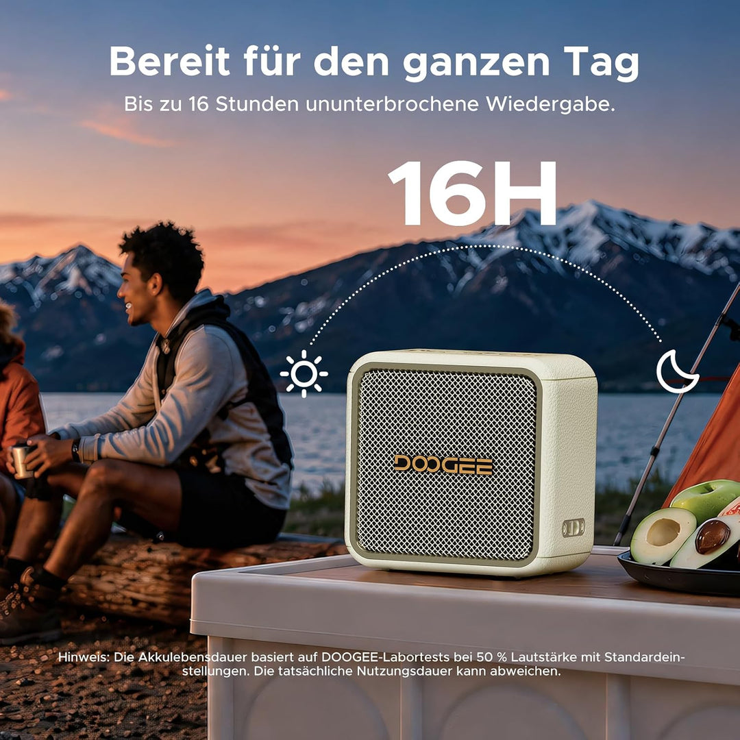 Field Pulse Tragbarer Lautsprecher, Kabellos Koppelbar Lautsprecher über 16 Std Akku, IP67 Staub und