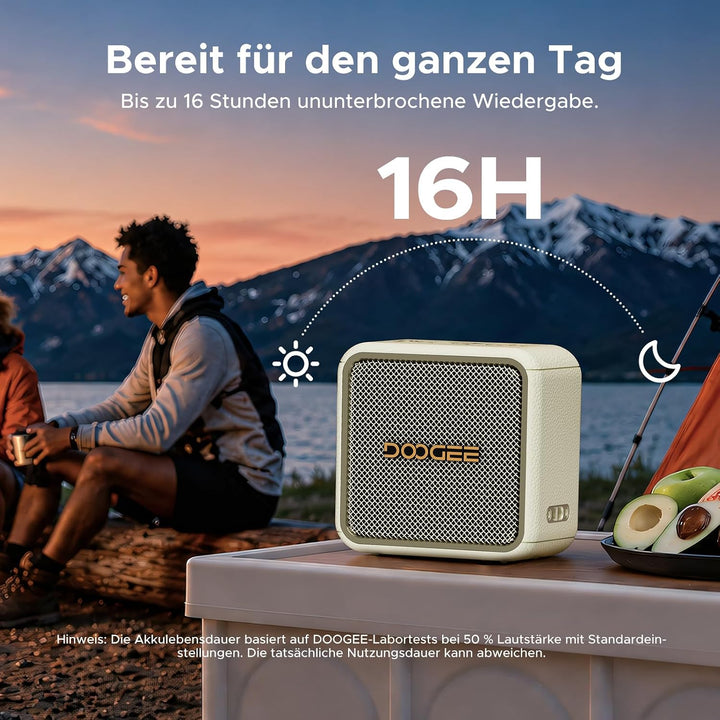 Field Pulse Tragbarer Lautsprecher, Kabellos Koppelbar Lautsprecher über 16 Std Akku, IP67 Staub und
