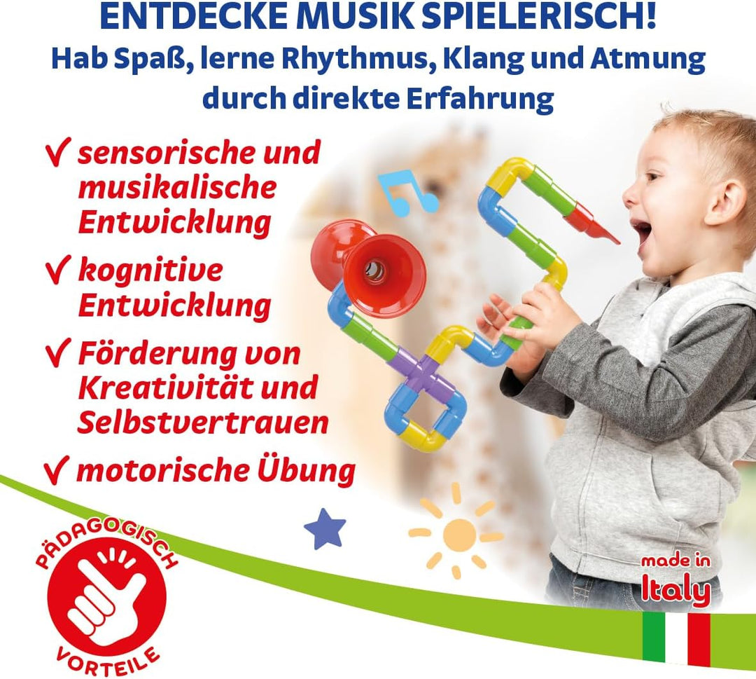 Quercetti Super Saxoflute Musikinstrumente Spielzeug ab 3 Jahre Baby Spielzeug Montessori Konstrukti