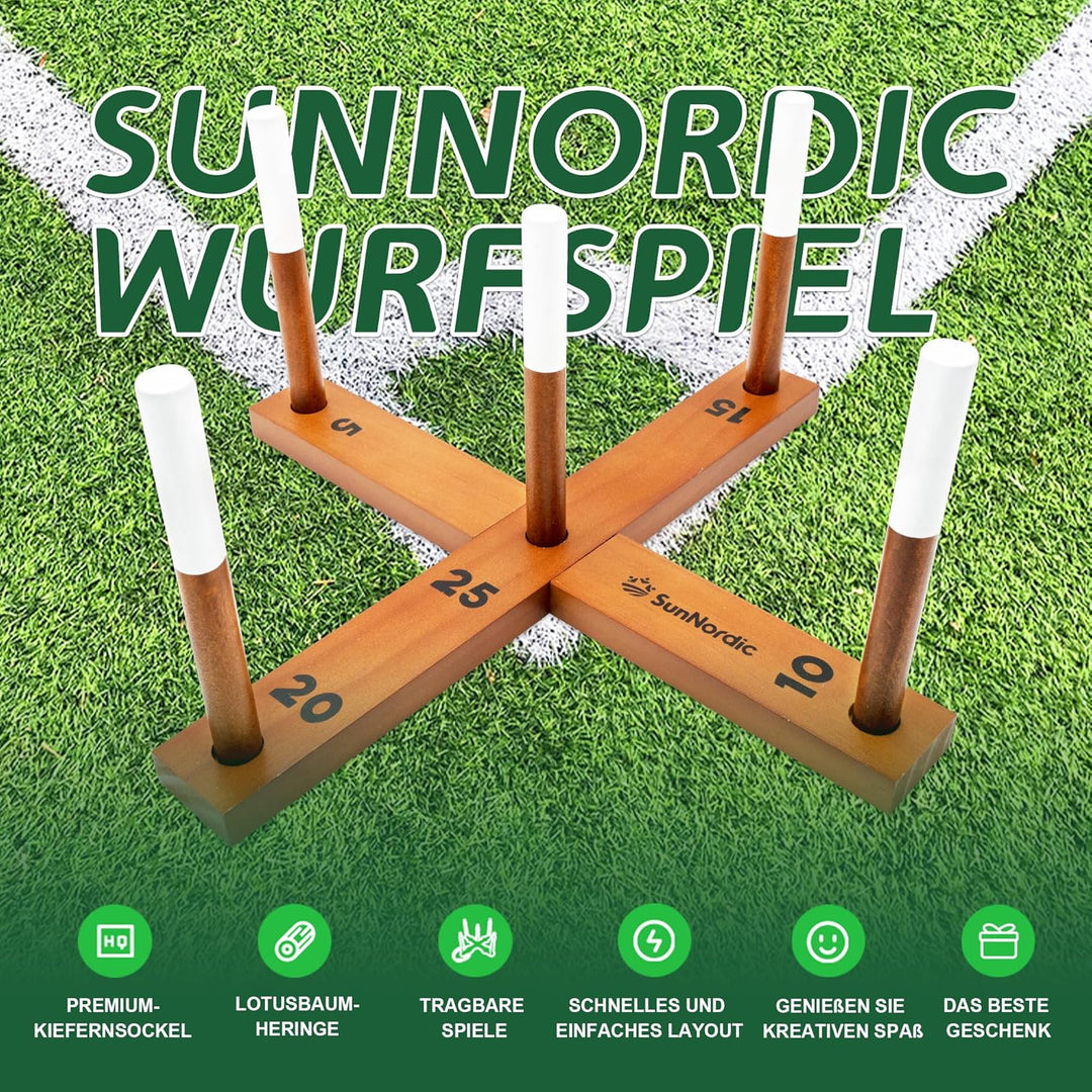 SunNordic Ringwurfspiel-Set aus Holz, Strandspiel für Kinder, Erwachsene und die ganze Familie, inkl