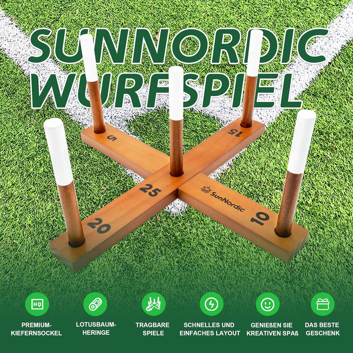 SunNordic Ringwurfspiel-Set aus Holz, Strandspiel für Kinder, Erwachsene und die ganze Familie, inkl