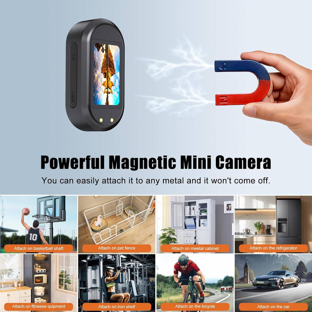 Mini Action Kamera, Tragbare Sportkamera und Magnetische Ladebox mit 1150mAh Batterie, 1080P Action