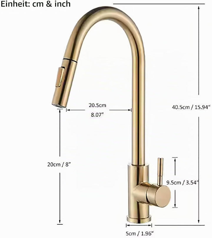 Küchenarmatur mit hohem Auslauf Wasserhahn für die Küche mit Ausziehbare Brause Hochdruck Mischbatte