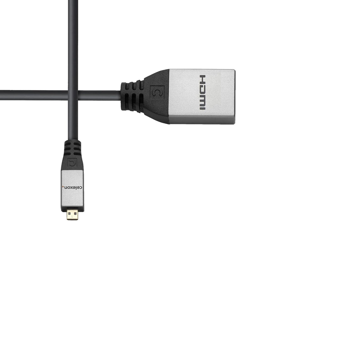 celexon Micro HDMI auf HDMI M/F Adapter mit Ethernet - 2.0a/b - 0,25cm - HDMI-D (Micro) auf HDMI-A -