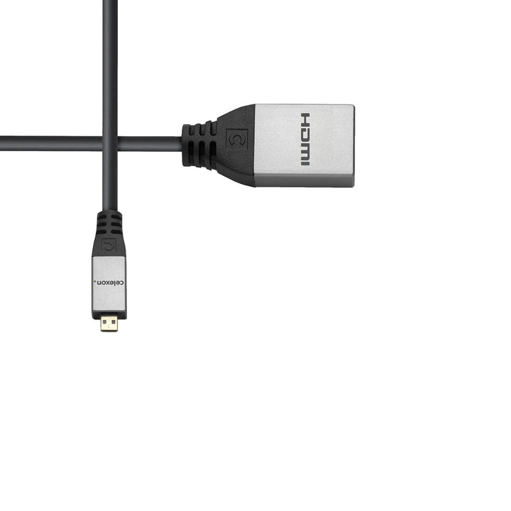 celexon Micro HDMI auf HDMI M/F Adapter mit Ethernet - 2.0a/b - 0,25cm - HDMI-D (Micro) auf HDMI-A -