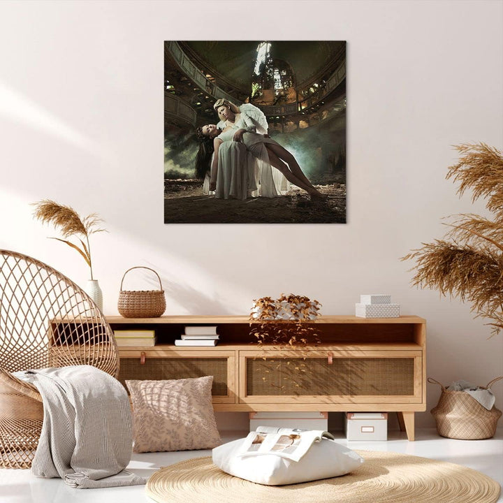 ARTTOR Bilder auf Leinwand 70x70cm Leinwandbild Engel Frau Theater Oper Gross Wanddeko Bild Schlafzi