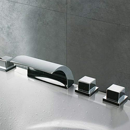 LENJKYYO 5 Loch Armatur Badewannenarmatur mit Handbrause Wasserfall Badewanne Wasserhahn Badarmatur