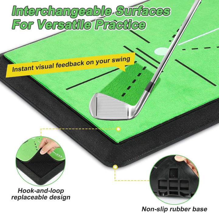 MoKo Golf-Schlagmatte, Golfmatte mit Schwungbahn-Feedback, Zusätzliche Austauschbare Trainingsmatten