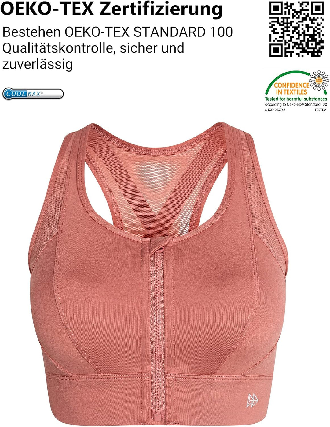 Yvette Starker Halt Sport BH Vorderverschluss Mesh Rücken | Grosse Brüste,Raceback,Ohne Bügel,Lauf H