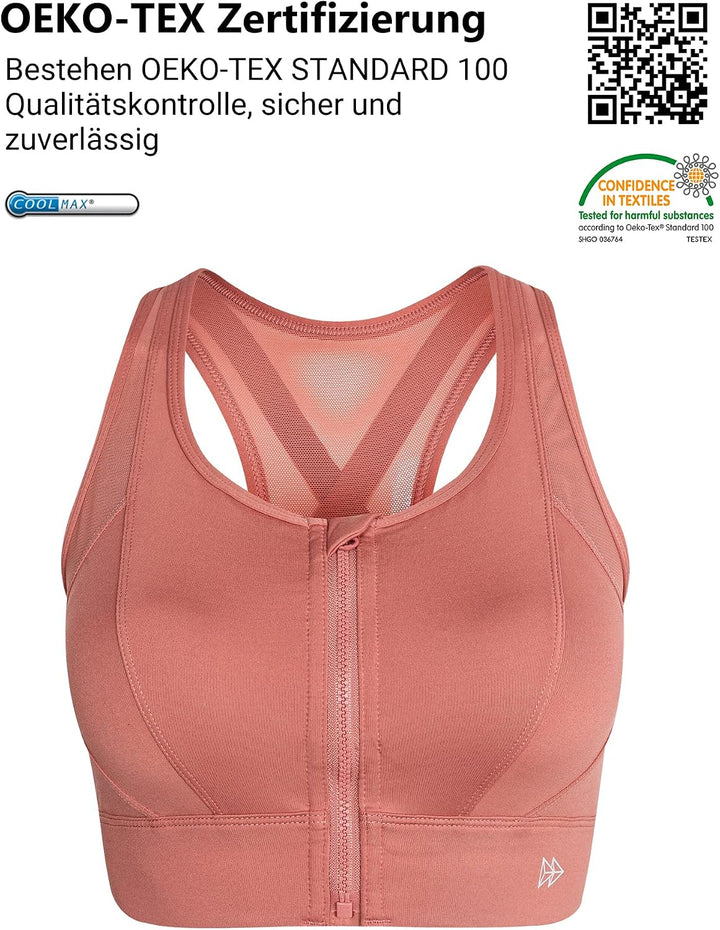 Yvette Starker Halt Sport BH Vorderverschluss Mesh Rücken | Grosse Brüste,Raceback,Ohne Bügel,Lauf H