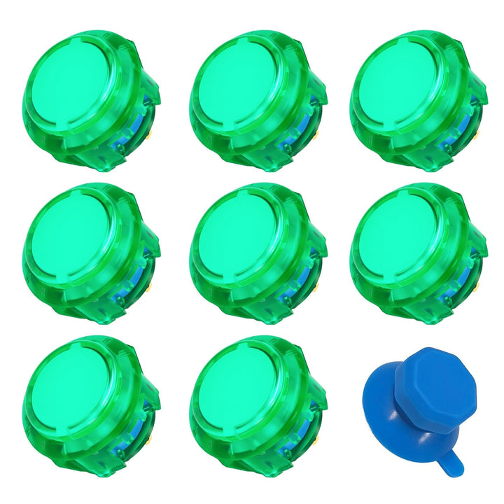 qanba Gravity KT Arcade-Tasten Mechanischer 30-mm-Snap-in-Druckknopf (Boxed) (Clear Dark green 30mm