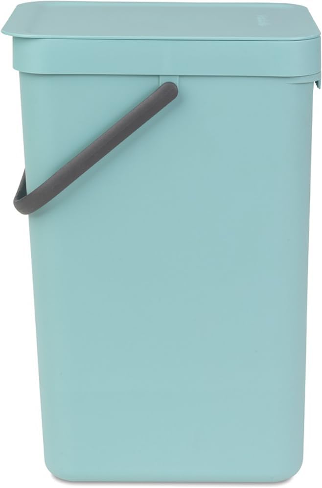 Brabantia Sort & Go Einbaubehälter, Plastik, Minzgrün, 16L Mint 16 Liter Mülleimer, Mint 16 Liter Mü