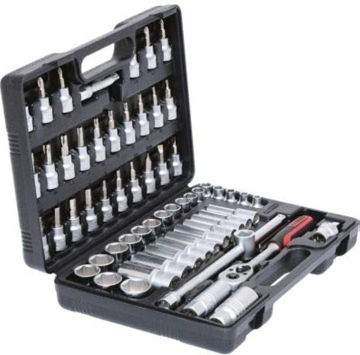 KS Tools 911.0661 3/8 Zoll Steckschlüssel-Satz | inklusive Umschaltknarre, 45-Zahn | matt satiniert